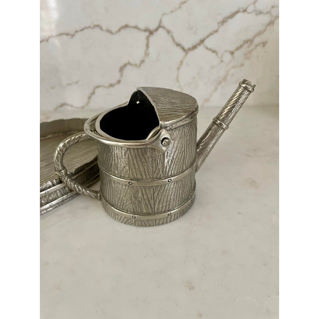 2000 - 2009 Gardening Pewter Creamer and Sugar Set For Sale - Image 5 of 7