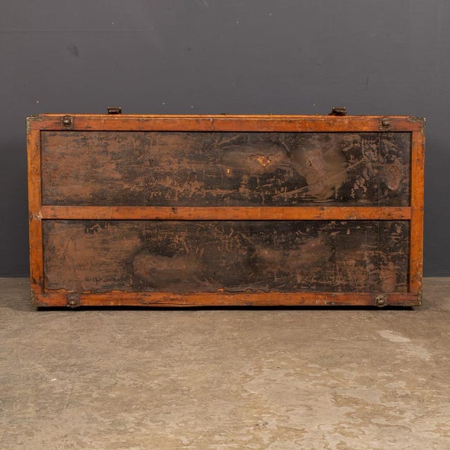 Wood Antique Victorian Leather Travel Trunk, 1870s For Sale - Image 7 of 18
