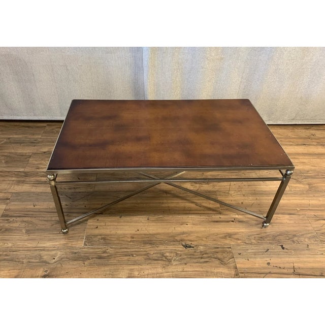 1990s Coffee Table ~ Baker Milling Road Industrial Brown Cocktail Coffee Table Italy For Sale - Image 5 of 8
