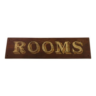 Wood English Rooms Sign For Sale