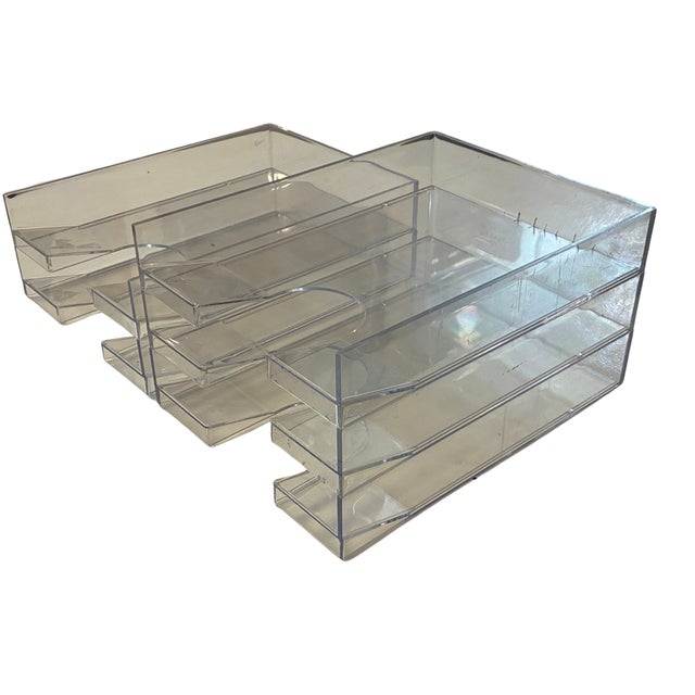 Space Age 1970s Palaset Clear Acrylic Stacking Letter Trays - Set of 5 For Sale - Image 4 of 8