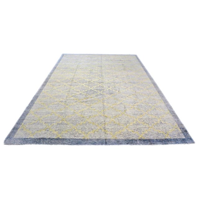 Condition: New Origin: Nepal Design: Modern Actual size: 8.11 x 11.11 Color: Tan, Blue Content: Wool and Silk