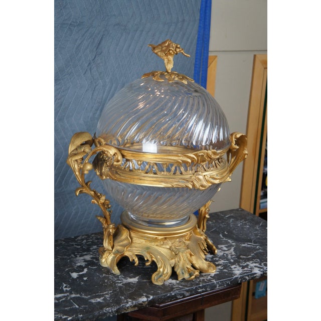 Mid 20th Century Eric Stepniewski French Louis XV Ormolu Crystal Incense Burner Centerpiece Bowl For Sale - Image 4 of 12