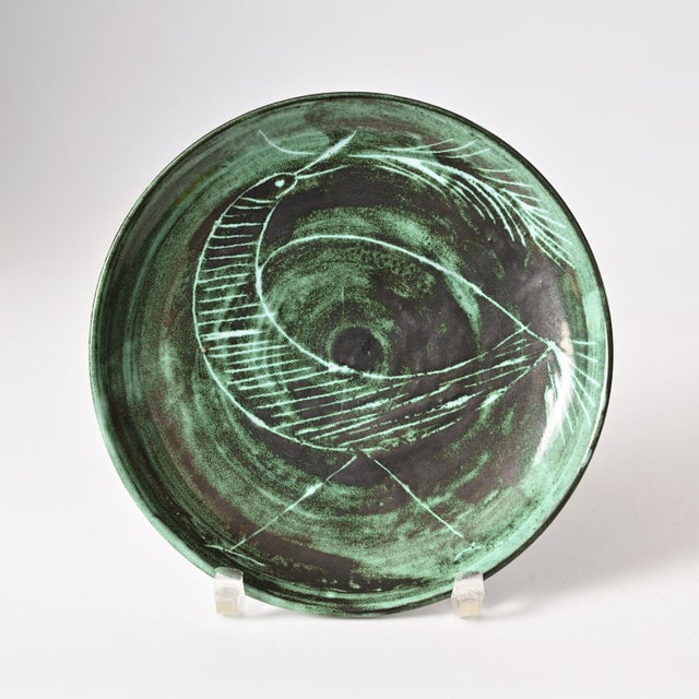Green Sgraffito Bird Plate by Gudrun Wittke-Baudisch for Keramik Hallstatt, 1970s For Sale - Image 9 of 9