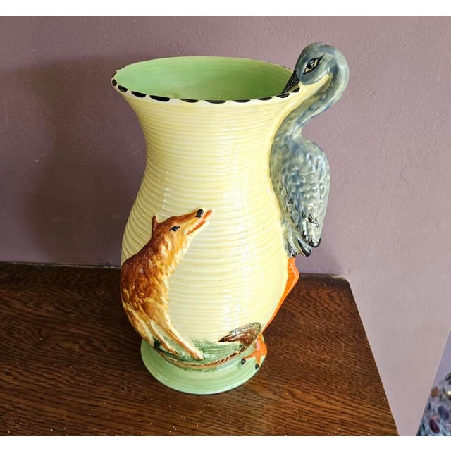 Art Deco Flower Jug with Wolf and Stork from Burleigh Ware, 1930s For Sale - Image 6 of 8