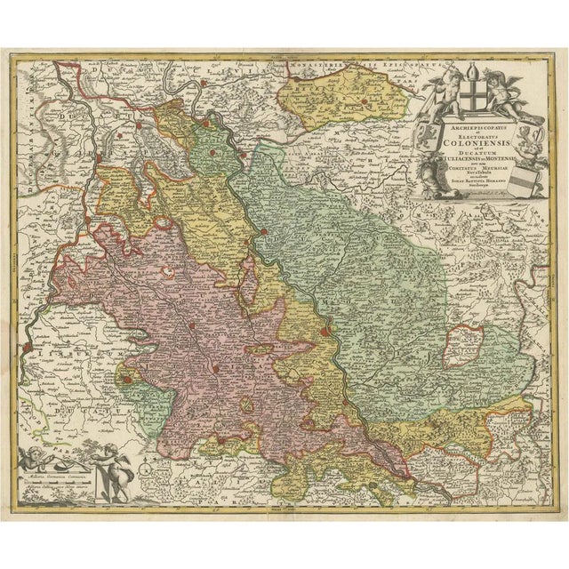 Map of the Rhine Centered on Cologne For Sale