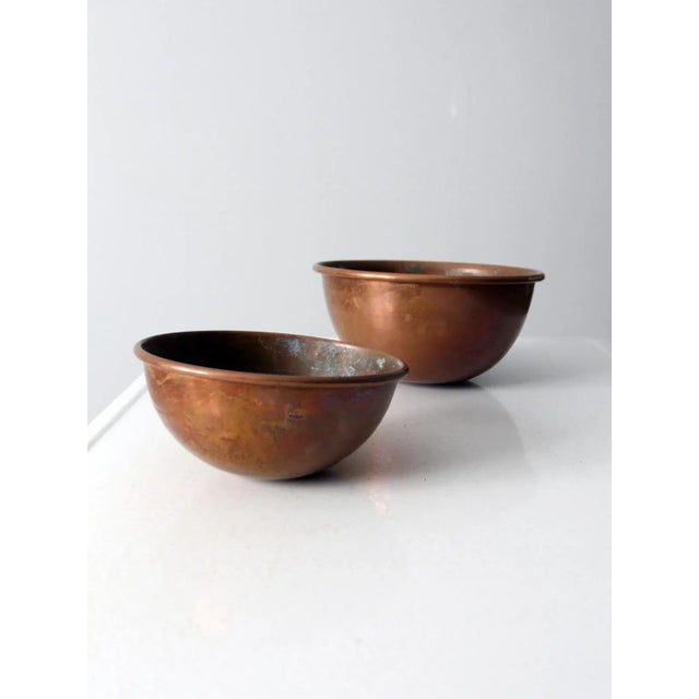 Antique Copper Mixing Bowls Pair For Sale - Image 13 of 13