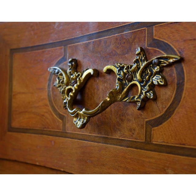 Antique Louis XV Chest of Drawers with Marquetry and Marble Top For Sale - Image 4 of 8