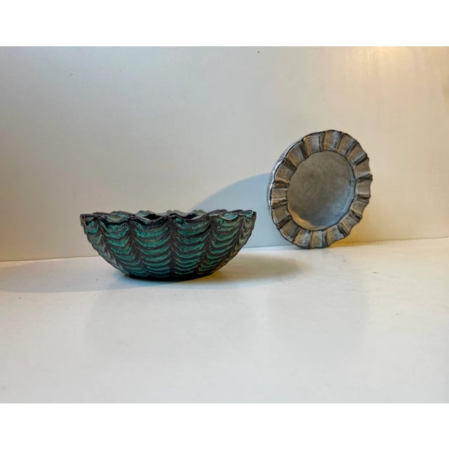 Mid-Century Modern Spiderweb Bowls in Ash-Glazes by Nils Kähler for Hak, 1960s, Set of 2 For Sale - Image 3 of 11