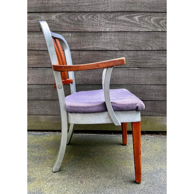 Aluminum and Wood Armchair Shaw Walker circa 1940 for restoration / in original condition "aluminum and wood in good...