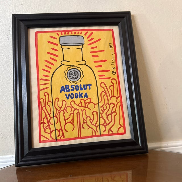 1980s VintageKeith Haring Framed Drawing Estate Stamped For Sale - Image 5 of 10