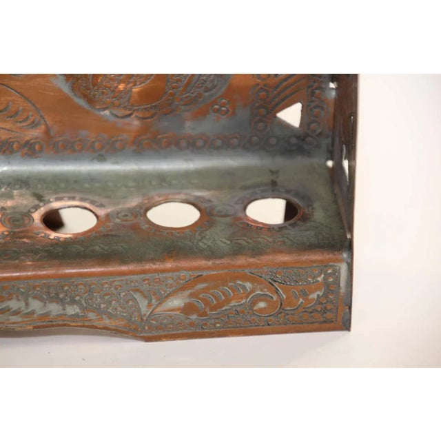 Metal Vintage Moroccan Copper Hanukkah Candle Menorah, Jewish Judaica, Circa 1950. For Sale - Image 7 of 13
