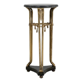 Mid 20th Century France Empire Black Brass Pedestal For Sale
