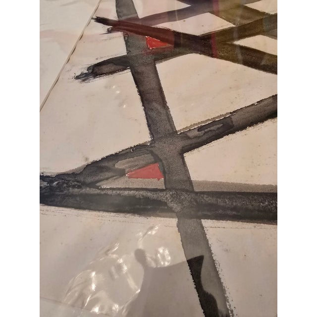 1950s Vintage Mid Century Modern Abstract Watercolor Painting For Sale In Boston - Image 6 of 8