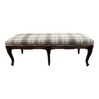 Newly Upholstered Plaid French Bench For Sale