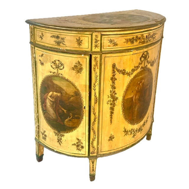 Late 18th Century George III Painted Demilune Cabinet For Sale - Image 5 of 12
