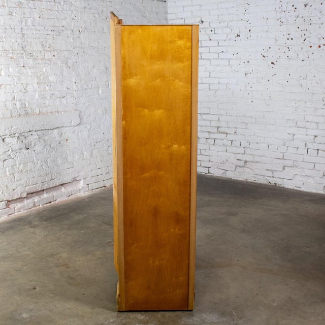 Wood Small Early to Mid-20th Century Vintage English Art Deco Style Wardrobe Burled Maple & Walnut Frame For Sale - Image 7 of 17