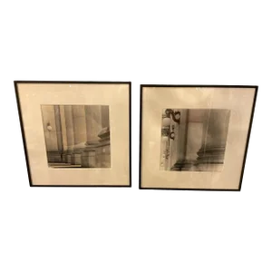 1990s City Hall Column Black And White Photographs By Naprstek- A Pair