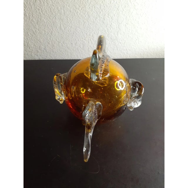 Contemporary 1980s Canary Yellow Hand Blown Puffer Fish Sculpture For Sale - Image 3 of 10