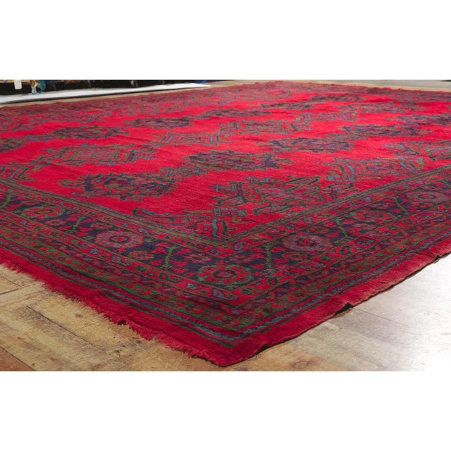 Antique Red Turkish Oushak Rug - 12'00 X 14'02 For Sale In Dallas - Image 6 of 9