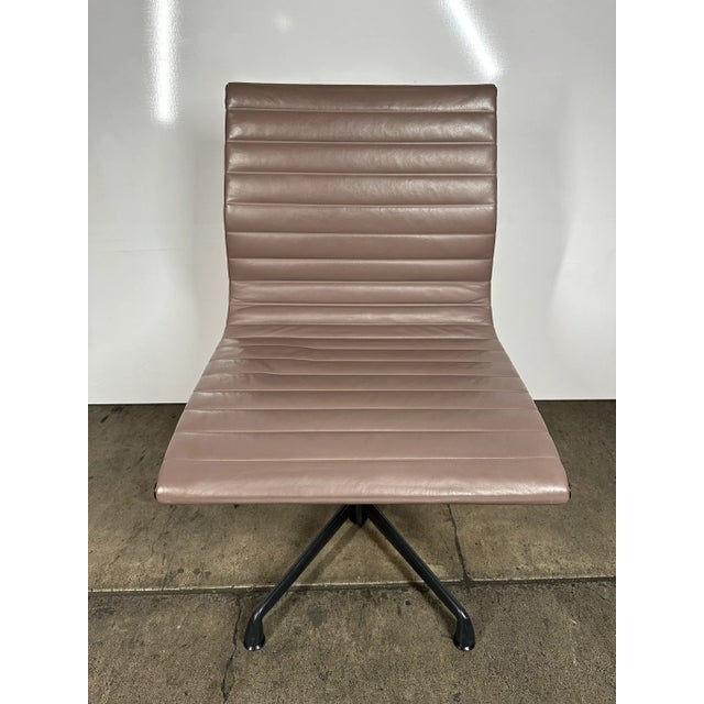 Authentic Herman Miller Aluminum Group Side Chair in earth-tone leather *Lightweight aluminum *Dark Graphite color frame...