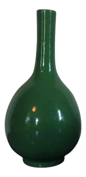 19th Century Chinese Monochrome Green Porcelain Bottle Vase