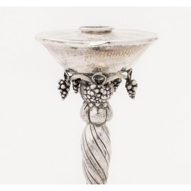 Metal Michael Strauss Hammered Silver Candlesticks, Pair For Sale - Image 7 of 11