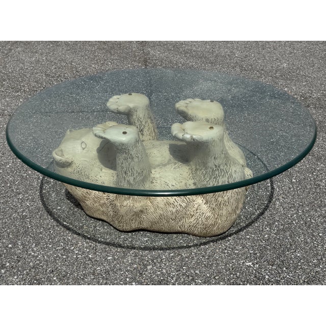 Glass Vintage Rare Polar Bear + Glass Top Coffee Table, 1970s For Sale - Image 7 of 12