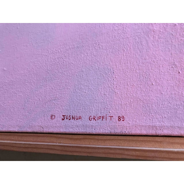 Joshua Griffit, Israeli Pop Art Large Vintage Antique Auto Pink Oil Painting Americana 1989 For Sale In Miami - Image 6 of 7