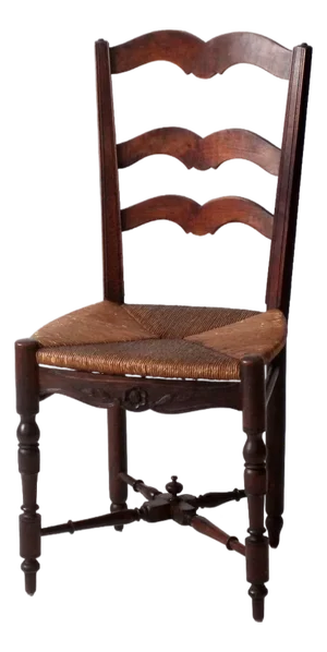 Antique French Provincial Rush Seat Ladder Back Chair