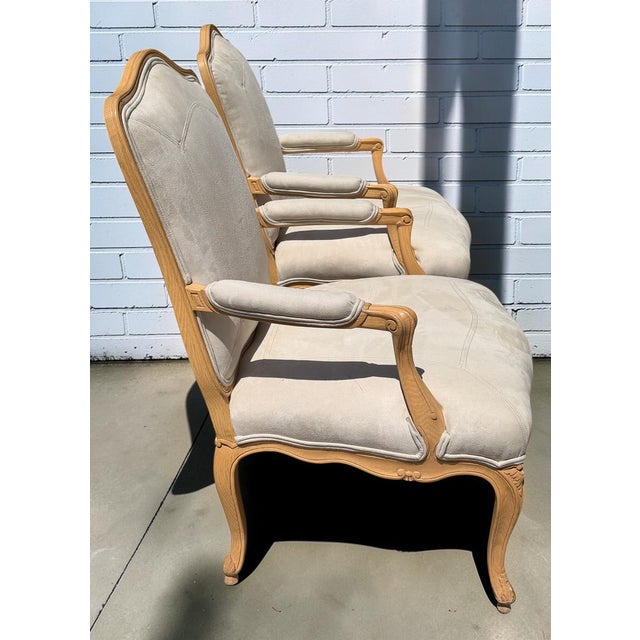 Pair of J. Robert Scott Villa Fauteul Suede Leather Arm Chairs