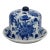 Vintage Bombay Company Blue and White Ceramic Cheese Dome For Sale