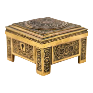 Antique Austrian Venetian Filigree Ormolu Gilt Bronze Jewelry Box Circa 1900
