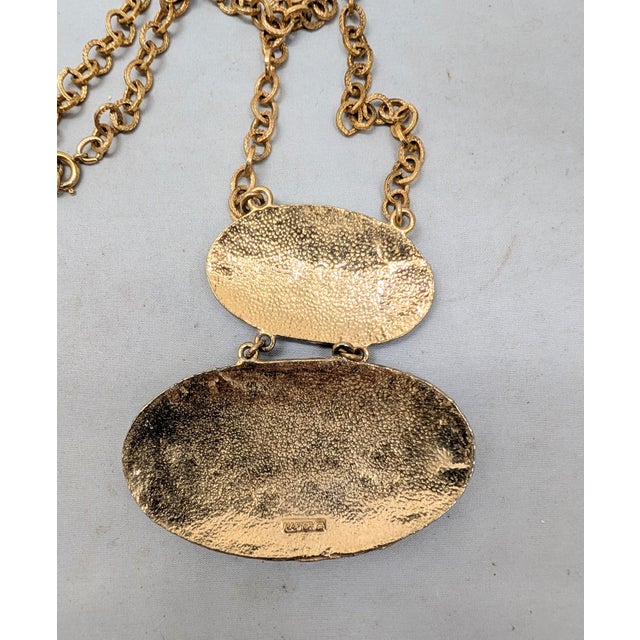 Vintage 1972 Signed Napier Modernist White Enamel Bumpy Oval Pendants Necklace For Sale - Image 9 of 10