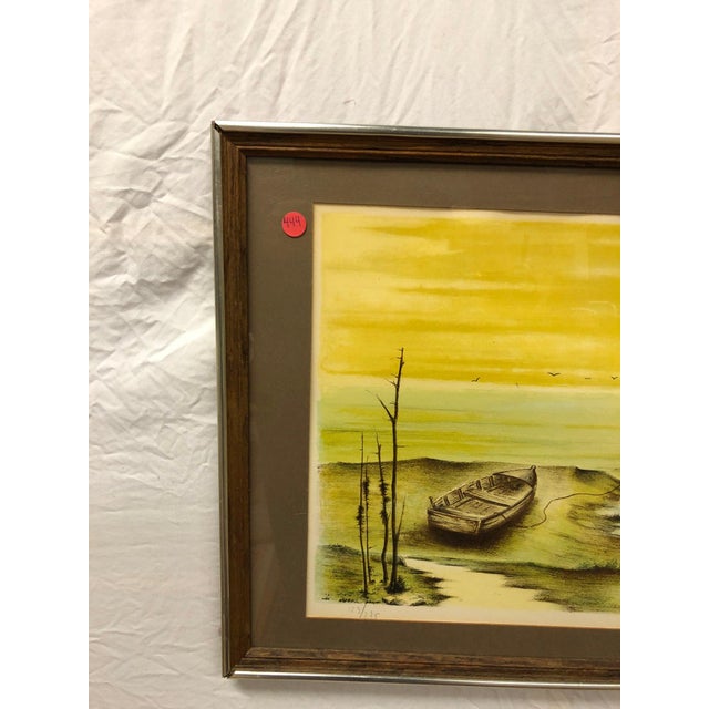 Realism Vintage Signed Limited Edition Coastal Landscape Lithograph, Framed For Sale - Image 3 of 4