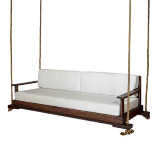 Southern Komfort 78" Hurston Porch Swing, Coffee Frame/White Cushions For Sale