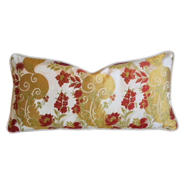 Textile Old World Weavers Silk & Floral Feather/Down Pillow 24" X 12" For Sale - Image 7 of 7