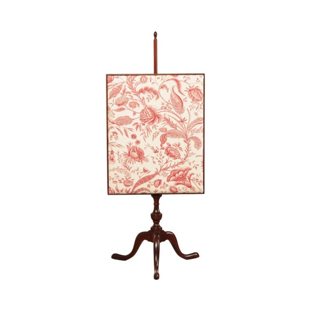 1980s Queen Anne Colonial Williamsburg Style Mahogany and Tapestry Firescreen For Sale - Image 13 of 13