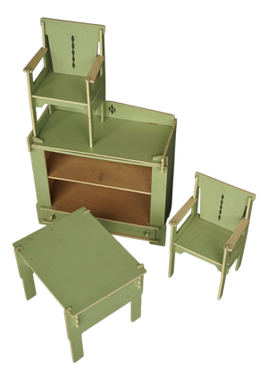 Art Deco Hague School Dutch Childrens Toy Furniture, 1930s, Set of 4