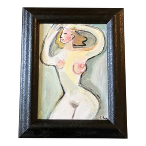 Contemporary Original Stewart Ross Abstract Female Nude Painting Black Frame