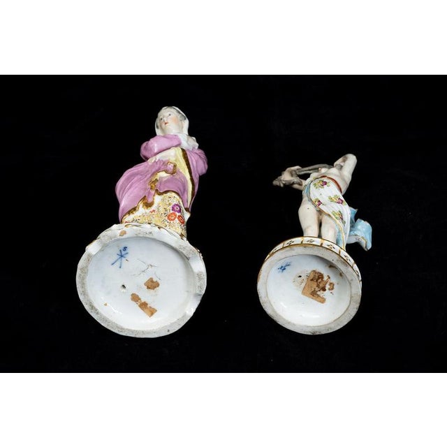 Polychrome Porcelain Sculptures Depicting Female Figures from Meissen, Late 19th Century, Set of 2 For Sale - Image 3 of 4