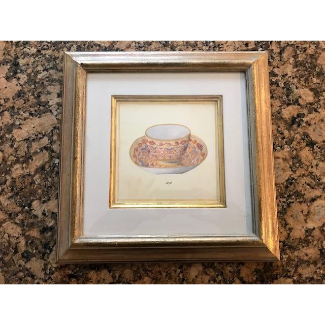 Trowbridge Gallery Numbered Teacup Square Prints in Gilt Frames Set