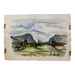 Henry Emil Salloch Original Watercolor on Paper Mountain Valley 1940