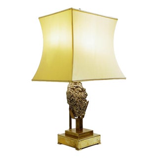 Mid-Century Pyrite Stone Table Lamp For Sale