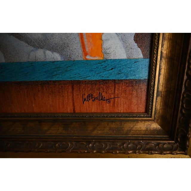 Will Bullas Original Painting of Three Rabbits at a Carrot Juice Bar, Signed and Framed For Sale - Image 4 of 7