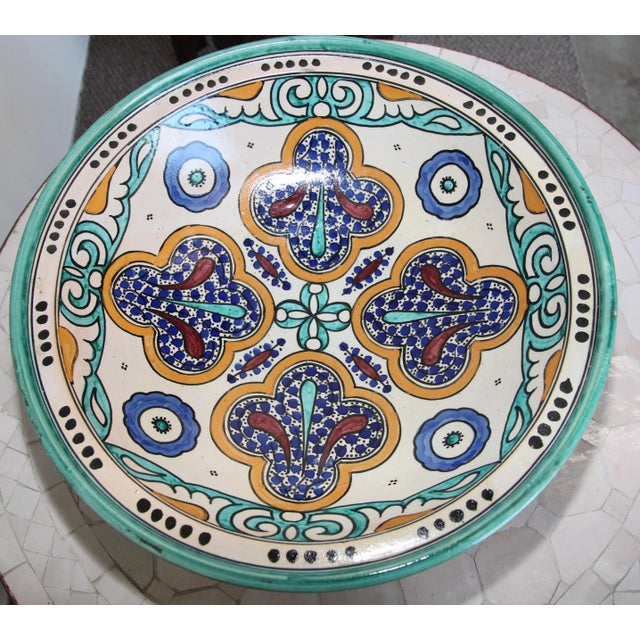 Brown Moroccan Moorish Ceramic Polychrome Bowl/Tajine with Lid For Sale - Image 8 of 12