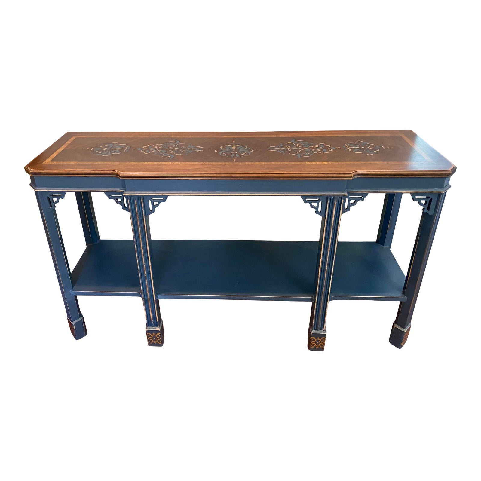 Vintage Lane Console Table With Fretwork Trim Chairish