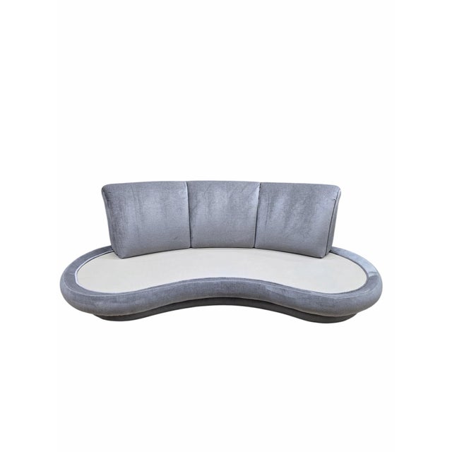 Mid-Century Modern MCM Attributed to Adrian Pearsall Kidney Shape Cloud Sofa Newly Reupholstered For Sale - Image 3 of 12