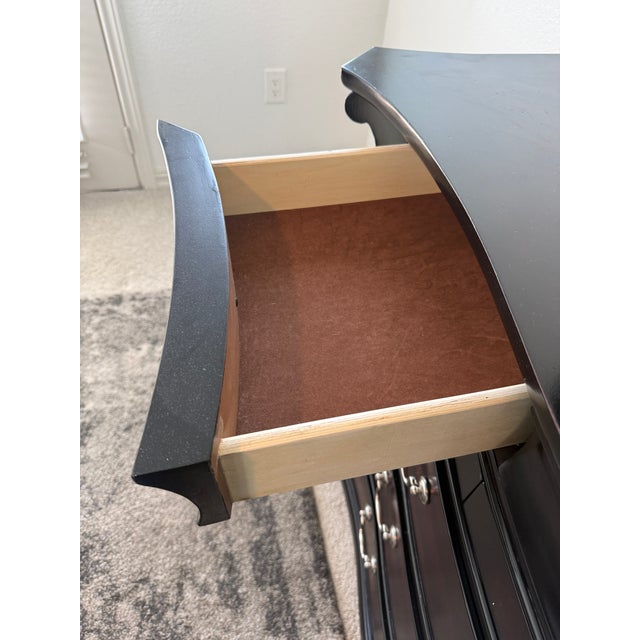 11-Drawer Traditional Espresso Bow-Front Dresser With Mirror & Jewelry Storage For Sale - Image 12 of 14