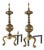 Large Neoclassical Andirons in Patinated Brass, 1920s, Set of 2 For Sale